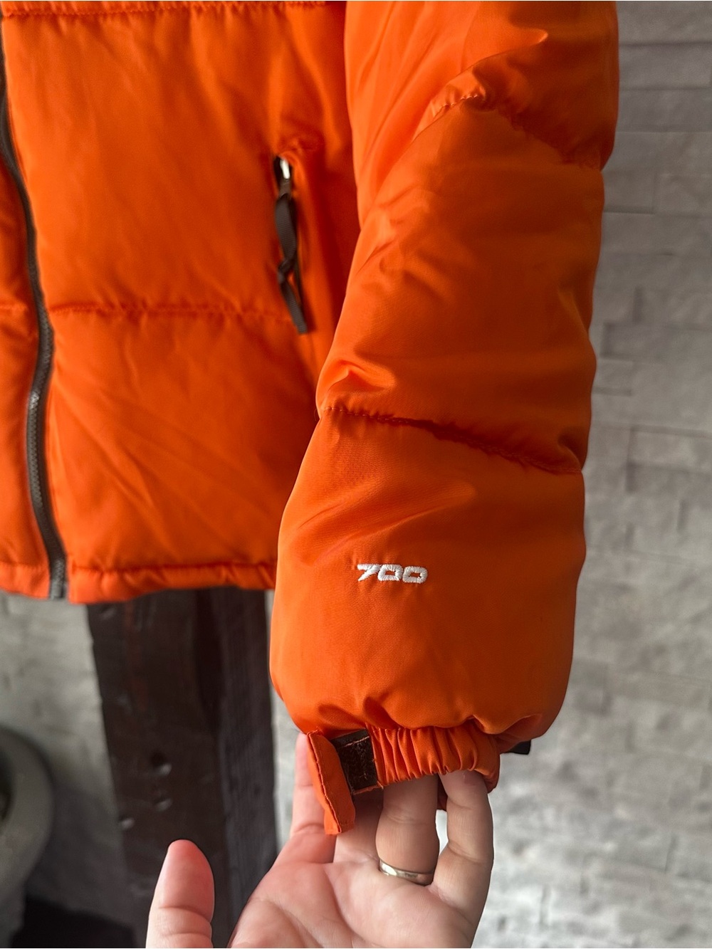 The North Face Orange and Black Retro 700 Down Fill Nuptse Puffer Jacket Size M - Picture 3 of 12
